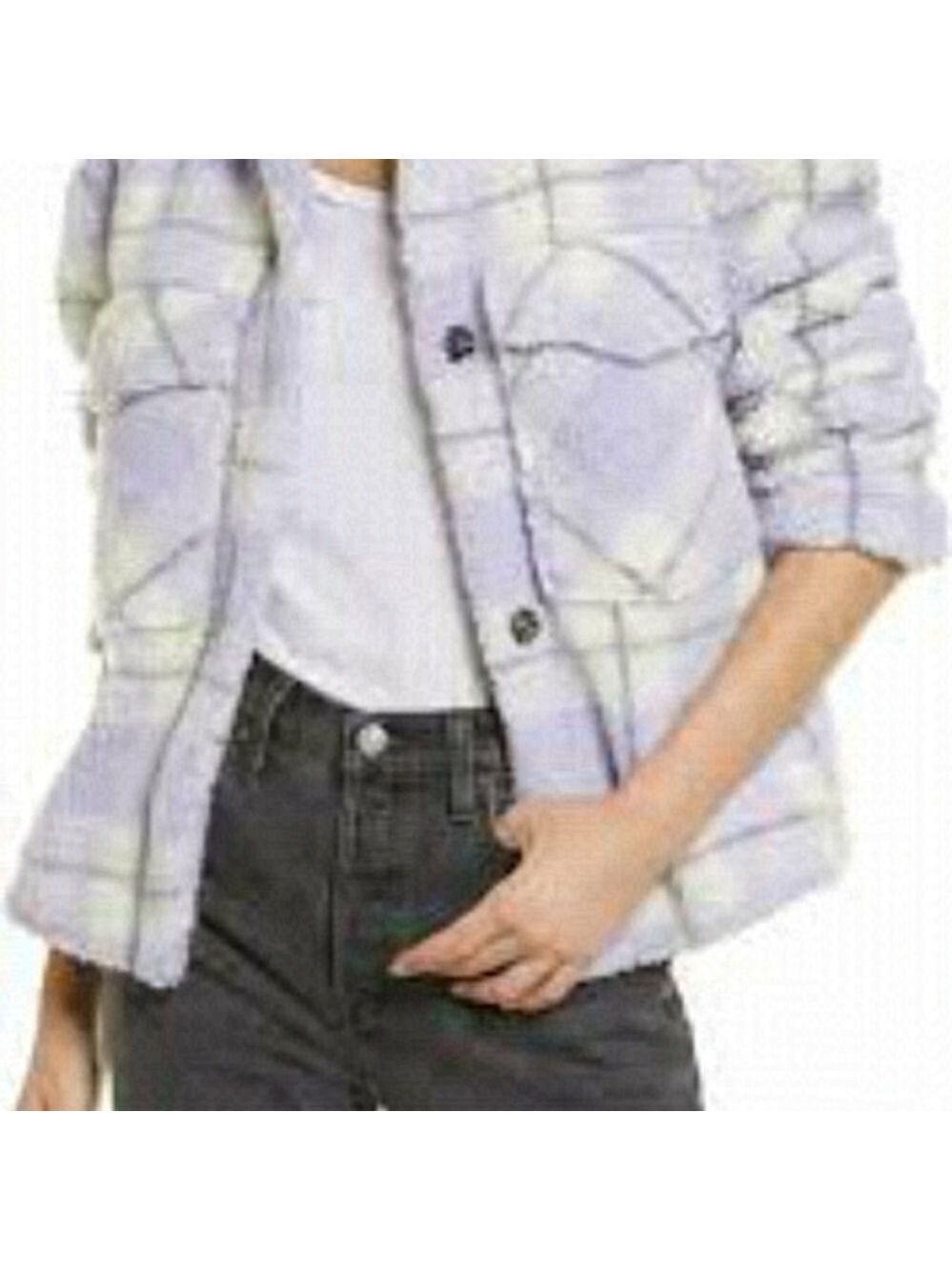 7 FOR ALL MANKIND | TEDDY CROP BROWN PLAID JACKET SIZE M